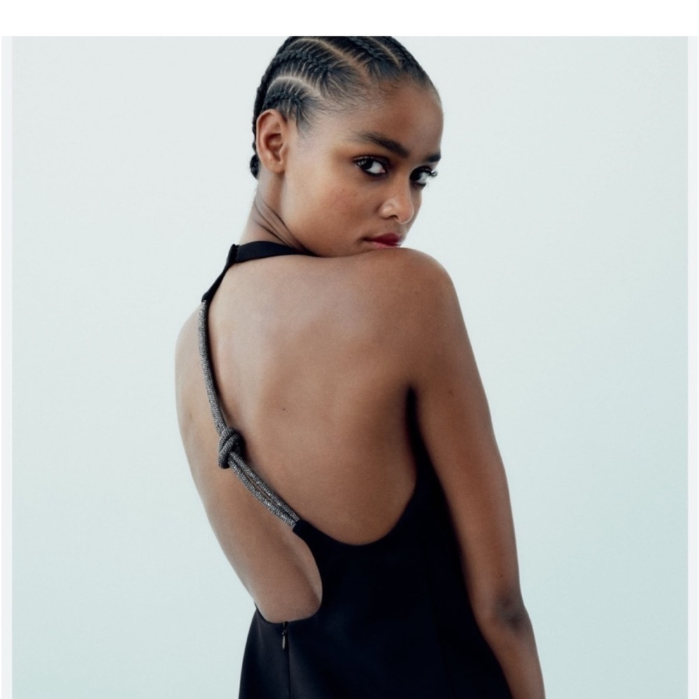 Zara Black Asymmetrical Halter Dress - Picture 9 of 11